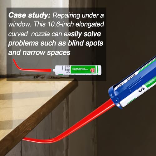 Image of 3 PACK Extra Long Caulking Gun Extension,Caulking Tube Extension | Red,10.6 inch,Caulk Tube Extension Tip,Caulk gun Extension Nozzle,oneStraight and two Curved