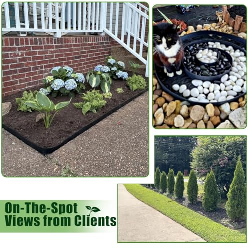A ANLEOLIFE 60FT Plastic Landscape Edging, 2" Tall No-Dig Black Garden Border with 72 Spikes, Heavy-Duty Flexible Lawn Coil, Grass Barrier & Easy Install by A ANLEOLIFE - Image 2