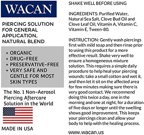 Miniatura 4 de Wacan Solución salina para piercings de rápida curación y amplia aplicación para piercings, sales marinas naturales y clavo de olor y vitaminas,