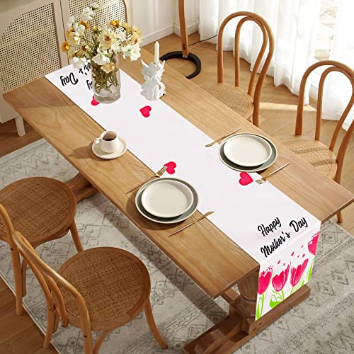 Attgreat Summer Table Runner 108 Inches Long Farmhouse Style Watercolor Printing Tulip Table Cloth For Home Kitchen Dinner Decoration #TOP1