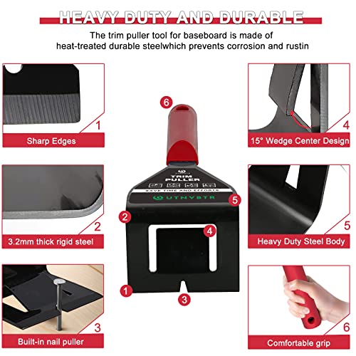 Trim Puller Tile Removal Tool For Baseboard Removal,Trim Puller For Wood Baseboard Trim Removal,Nail Pulling Pry Bar And Molding Removal,For Siding And Flooring Removal-Trim Puller Tool For Baseboard #TOP1