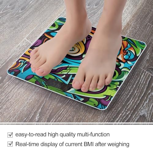 Báscula digital para baño de vidrio templado con diseño graffiti miniatura 5