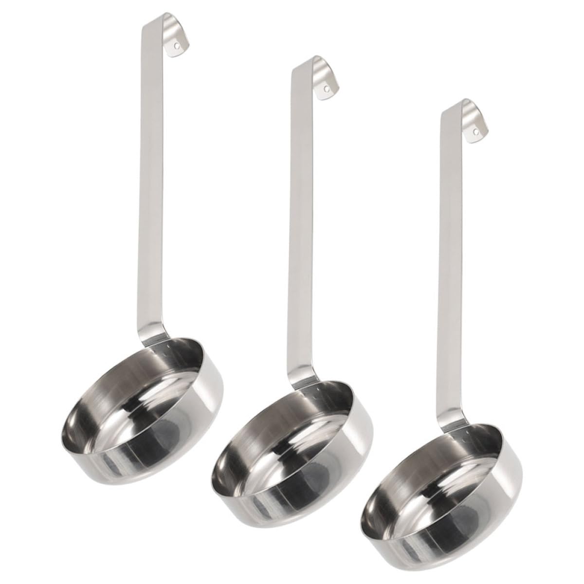 IMIKEYA Cucharones de Acero Inoxidable Mango Largo Resistente y Multifuncional Juego de 3 para Salsa de Pizza y Cocina Adecuado para Uso o Camping