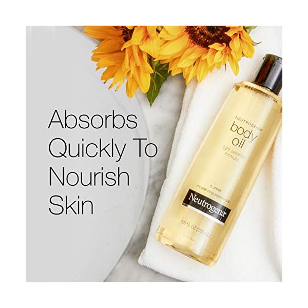 Neutrogena Body Oil Light Sesame Formula, Dry Skin Moisturizer and Hydrating Body Massage Oil for Radiant and Healthy Looking Glow, Nourishing Bath Oil for Sheer Moisture, 16 FL OZ