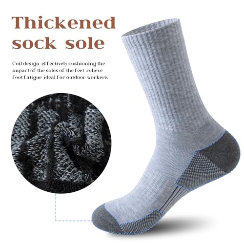 6 Pairs Men's Boot Work Socks, Terry Cushioned Crew Socks, Reinforced and Moisture Wicking for Outdoor Activities2