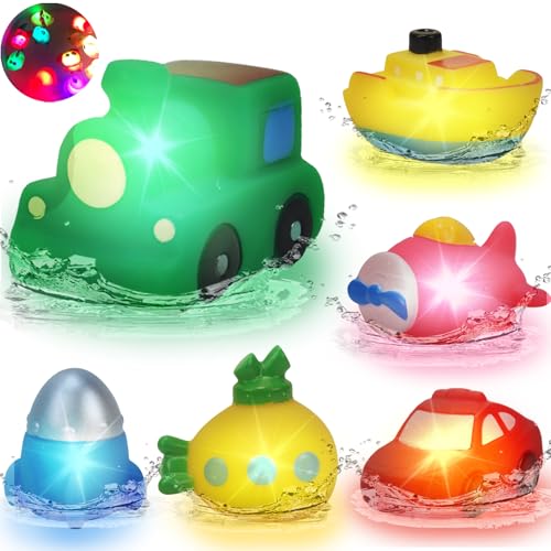 YOUYIKE Leuchtende Badespielzeuge, Kleinkind Badespielzeug mit Licht, LED...