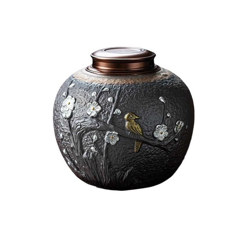 LYGSWDB Zestaw do herbaty Ceramiczne puszki na herbatę Duże domowe zamknięte puszki zielonej herbaty Puszki do pakowania czarnej herbaty Zamknięte słoiki ceramiczne Słoik do przechowywania herbaty (A)