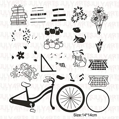 Amazon.co.jp: 4.8x4インチ 自転車 フラワー クリアスタンプとダイ