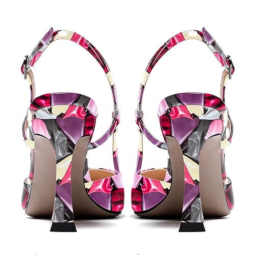 MERRORI Womens Dress Wedding Buckle Patent Pointed Toe Slingback Spool High Heel Pumps Shoes 3.3 Inch4