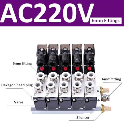 Électrovanne multi-stations 4V210-08 avec embase 15 voies et raccords étanches 6mm - 3