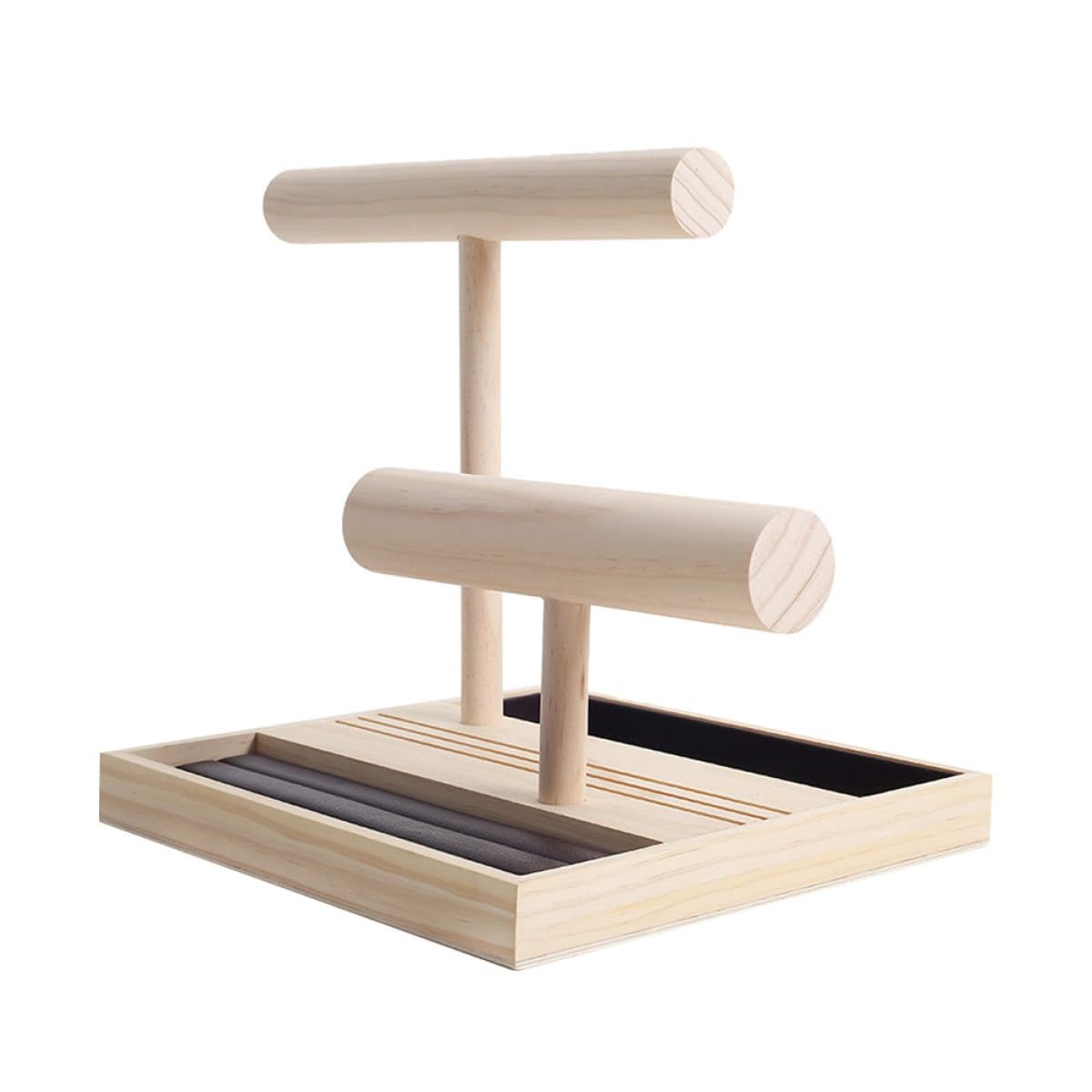 SOLUSTRE Holz Schmuckständer für Damen mit Doppeltem Aufbewahrungsfach Ringorganizer und Armbandhalter Stabiles Design für Zimmer und Badezimmer