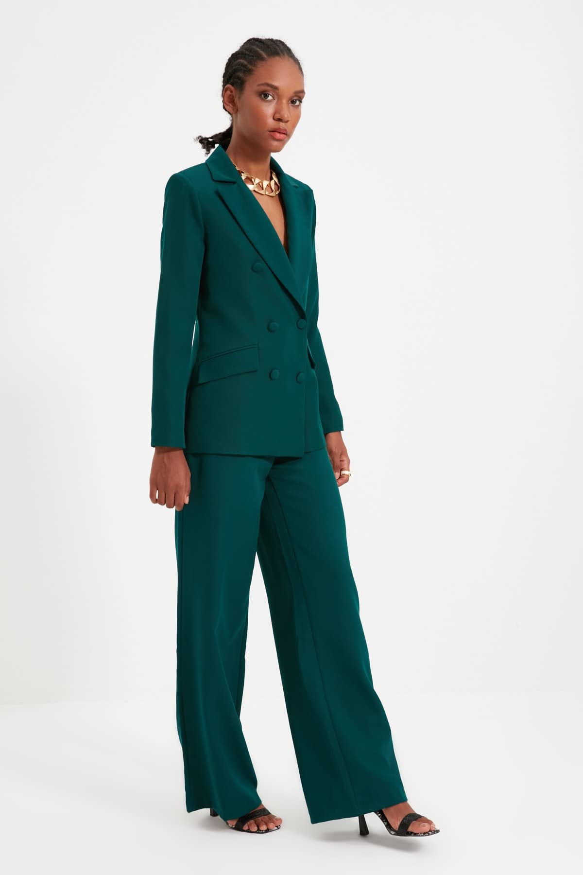 Trendyol Black Button Detailed Jacket Trendyol Giacca Nera con Bottoni, Nero, Donna