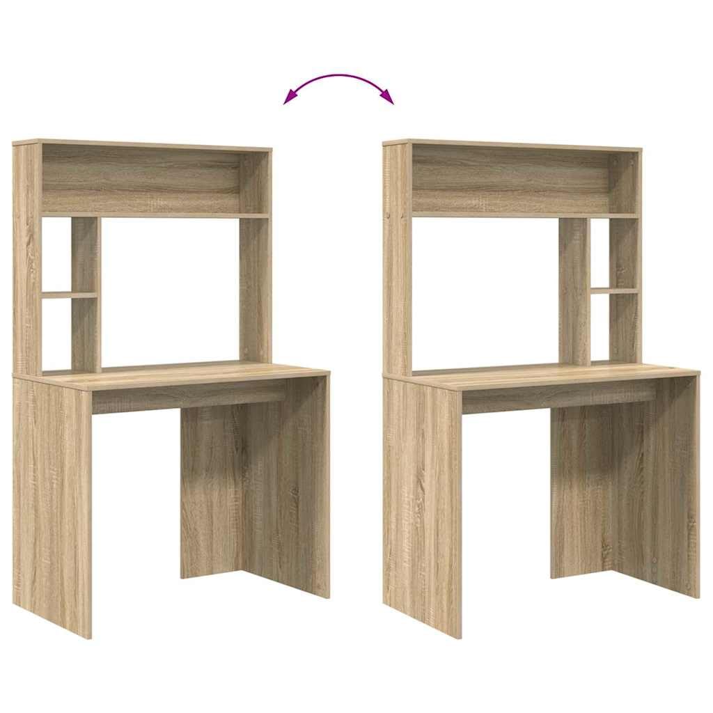 Hothingwell Scrivania in legno di ingegneria, 91 x 50 x 149 cm | Design moderno, scaffali incorporati, superficie liscia, facile manutenzione, per ufficio a casa o studio