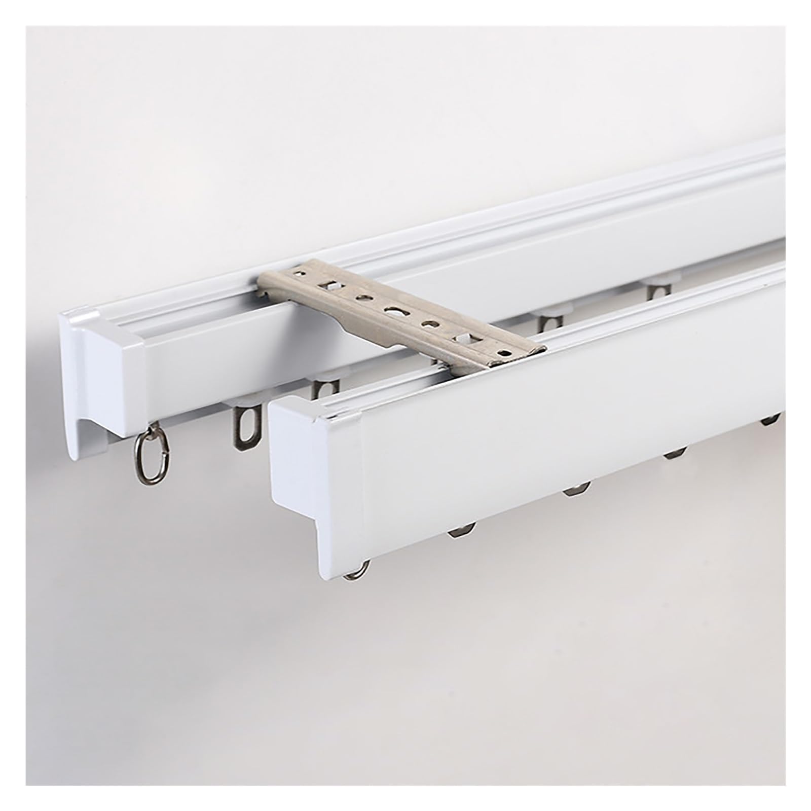 Curtain Pelmet Box with Track, Heavy Duty Window Cornice Valance Box, Aluminum Alloy Ceiling/Wall Track Blackout Board for Bedroom Living Room(Double-Ceiling Mount,106.3in/270cm)