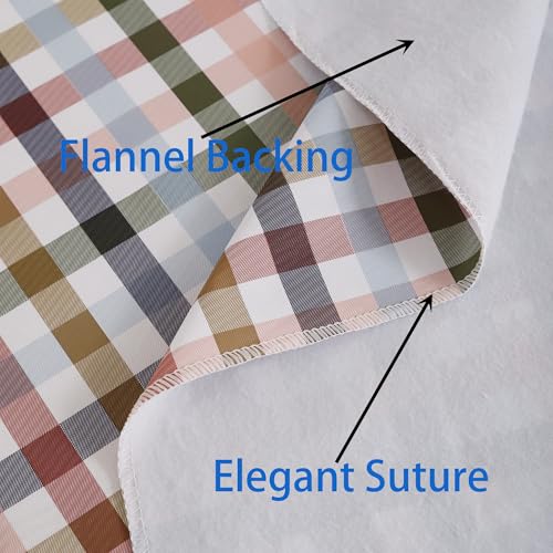 Image of Heavy Duty Vinyl Tablecloth with Flannel Backing Waterproof Oil-Proof Plastic Table Cloth Stain-Resistant Wipeable Rectangle or Square Table Cover for Indoor and Outdoor (Color Checkered,54x54 Inch)