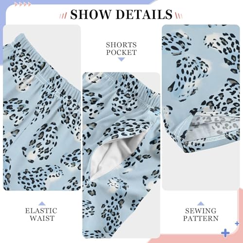 Pajama Pants Leopard Skin Light Blue PJ Bottoms Sleepwear Lounge Sleep Pant with Pockets4