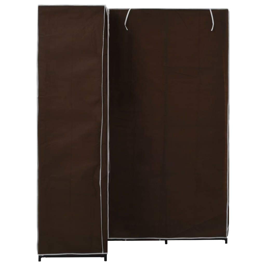 Tidyard Armadio Cabina, Guardaroba ad Angolo, Appendiabiti in Ferro, con Copertura Richiudibile Marrone/Crema 130x87x169 cm