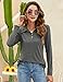 LOMON Women's Long Sleeve Polo Shirts Loose Collared Polo Work Shirts and Tops Dark Gray L