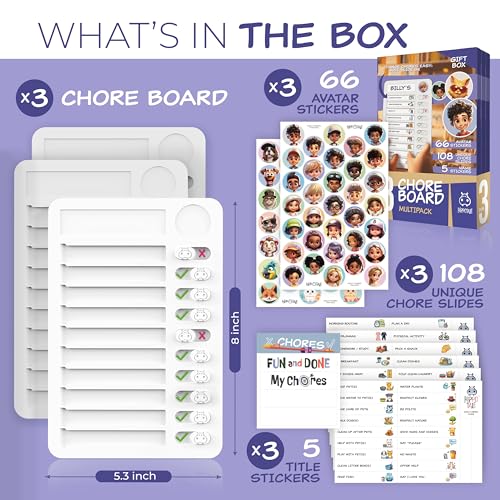 Image of Chore Chart for Kids - Daily Routine Chart for Kids with Checklist & Stickers, Magnetic Kids Chore Chart - 540 Pcs Set of Chore Board Visual Schedule for Kids with Autism & Best ADHD Tools for Kids