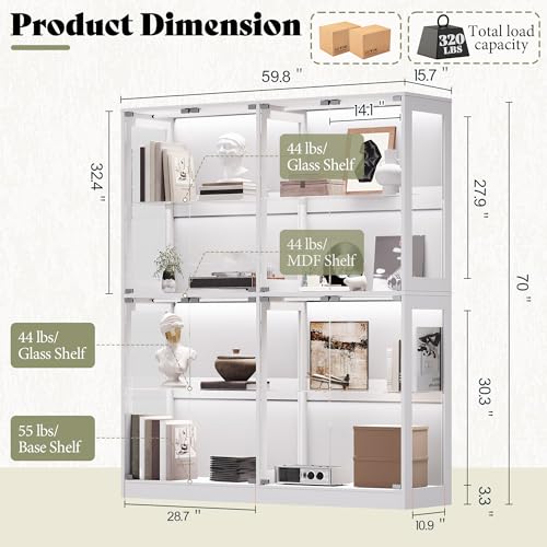 Image of AMERLIFE 60-Inch RGB Display Cabinet with Glass Shelves