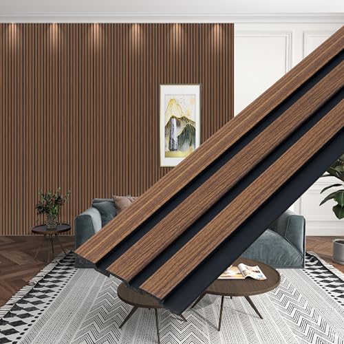 Image of Plantex Wall Panels /Wooden Louvers Panel for Wall 8 Feet /Charcoal Panel for Interior Wall Decor /3D Wall Panel - Pack of 5 Covers - 15 Sq. Ft, Size-5 Inch x 8 Feet (Wooden-Classic Strip)
