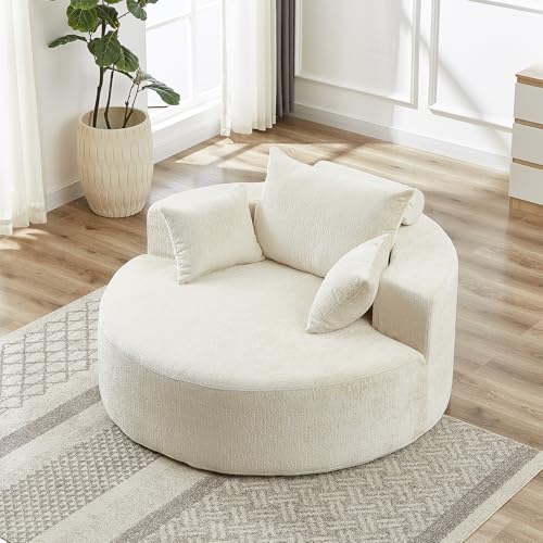 Sillón Chenille Redondo Beige Plegable miniatura 4