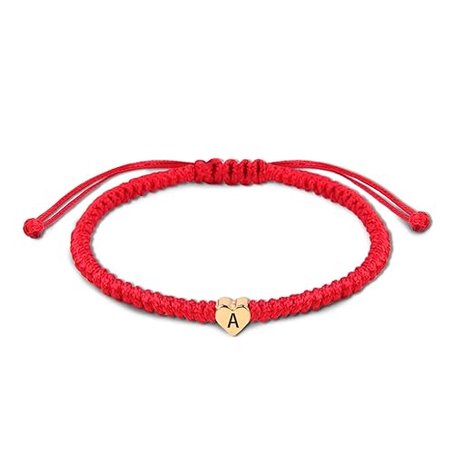Miniatura 7 de Initial Bracelet Gold Heart Love Charm Initial Bracelet Red Initial J Letter Bracelets Handmade Adjustable Rope Bracelets for Girls Boy Mom Birthday