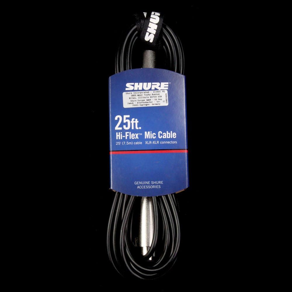 Shure C25B 25-Feet Heavy-Duty Cable XLR Connector on Microphone End, Black : Musical Instruments