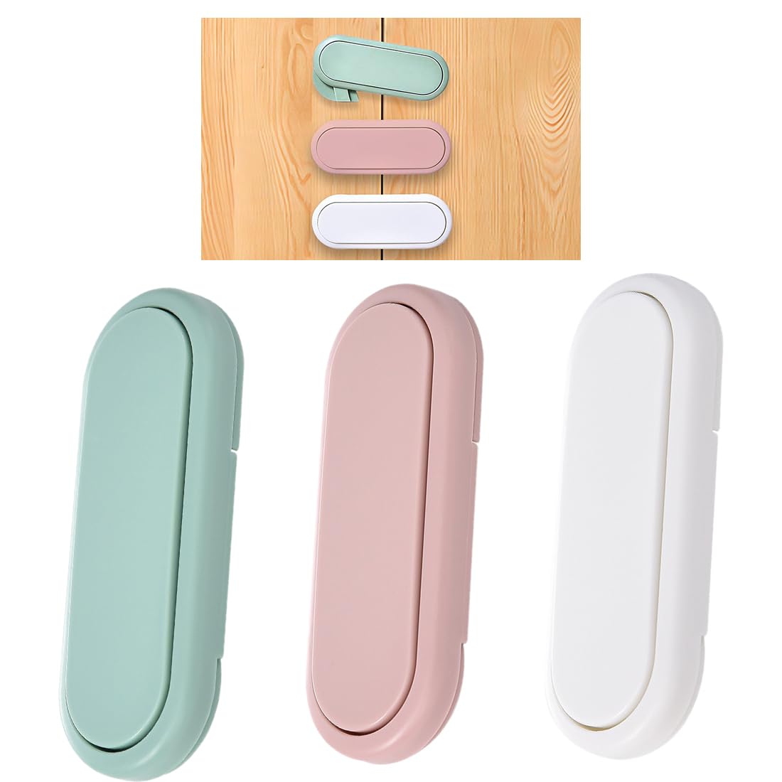 Seguridad Cajones Bebe, 12 pcs Cierre Seguridad Cajones Bebe, Cierre Seguridad Cajones Con Adhesivo,Sin Perforación,Cerraduras de Seguridad para Niños para Armarios, Cajones,Cocinas,Neveras