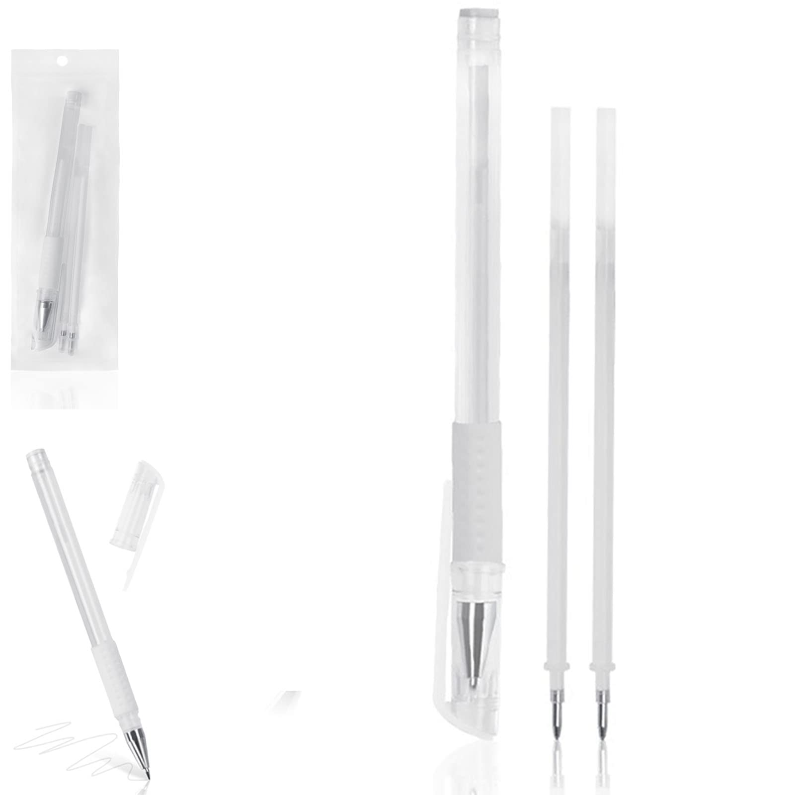 Eyebrow Microblading Marker Pen, Makeup Tattoo Skin Marker Pen, White Gel Pen for Brow Mapping, Eyebrow Permanent Makeup Position Mapping Mark Tools, for Lip Skin Artists Marking Pen (White 1set)