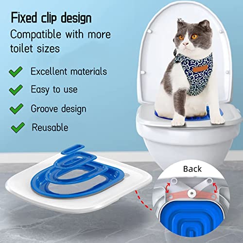Mouske New Type Cat Potty Training System Cat Toilet Trainer-Toilet Training For Cat Be Able To Teach The Cat Go To The Toilet On Itself, Suitable For Most Toilets Three Colors For Choose (Blue) #TOP5