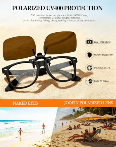 Image of Joopin 2 Pack Rectangle Clip on Flip up Sunglasses Polarized UV Protection