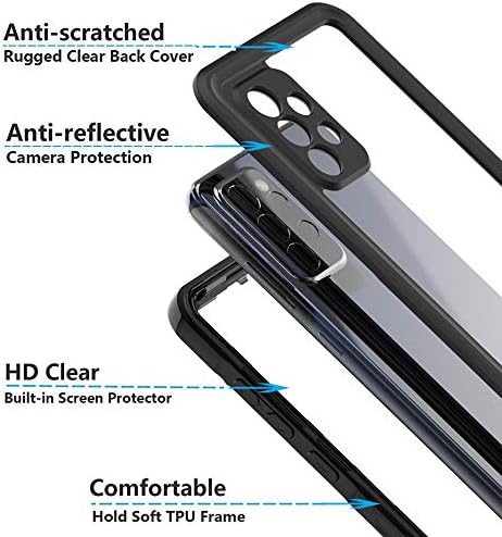 Anyos Galaxy A52 5G Waterproof Case, Samsung Galaxy A52 5G Built-in Screen Protector Rugged IP68 Waterproof Clear Case, Full Body Heavy Duty Shockproof Drop Protective Cover