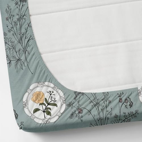 Image of Botanica Luxury Cotton Fitted Bedsheet for King Bed (78x72 Inches) - Includes 2 Pillow Covers - Soft & Breathable Fabric Stylish Finish Comfort & Modern Look (Pack of 1)