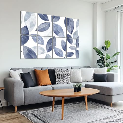 8 Pack Art Acoustic Panels Paneles Acústicos Absorbentes de Sonido Abstractos Azul Gris Moderno Rama de Árbol Simetría Interconectada Paneles Decorativos Autoadhesivos para Estudios de Grabación Oficina 48"x32" miniatura 6