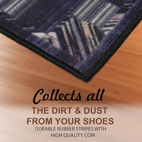 Image of HUES & SHADES Coir Door Mat for Outdoor Entrance - [37 x 57 cm] | Natural Coconut Fiber Brush Mat for Shoes Cleaning, Heavy Duty Non-Slip Doormat for Front Porch, Patio, Entryway (Mulberry Patchwork)