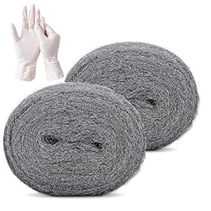 Steel Wool Mice with Work Gloves, Hardware Cloth – 0000 Stainless Coarse Wire Wool Gaps Blocker, Hole DIY Fill Fabric…