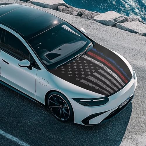 Image of July 4th Hood Cover for Truck Stretchable Engine Cover Can be Washed Hood Wraps Universal for Cars