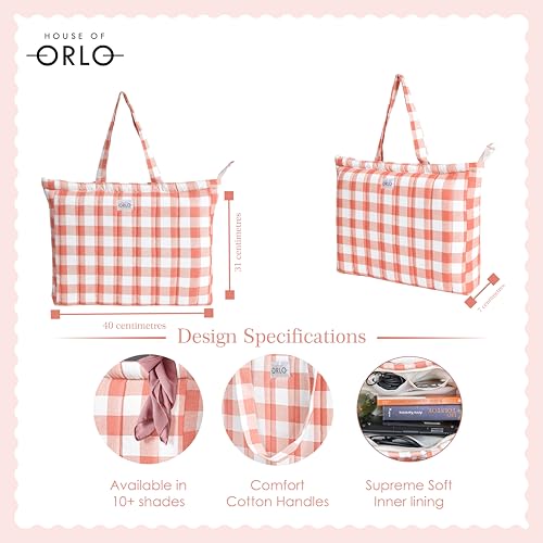 Image of Premium Cotton Waffle Quilted Tote Bag, Large Spacious Handbag for College, Office, Work, Travel, Shopping & Daily Use
