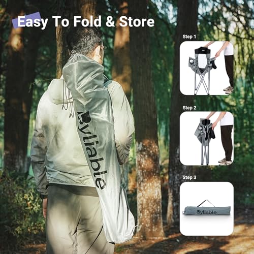 Silla plegable para camping Byliable, ligera, portátil, color gris miniatura 5