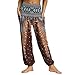 Produktbild Fansu Damen Haremshose Tasche, Sporthose Yogahosen elegant Blumenmuster Pumphose Leichte Sommerhose Hose Hosen Große Ballonhose Hippiehose (Einheitsgröße,Braune Feder)