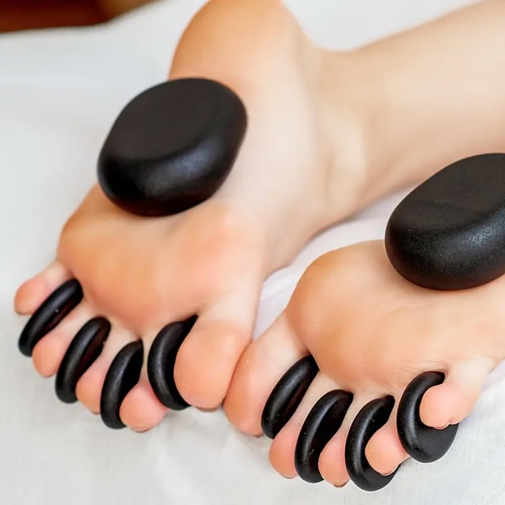 Set de Piedras Calientes Esenciales para Masajes, 8 Piedras Volcánicas para Spa Profesional o Doméstico, Calentador de Pies para Relajación Profunda