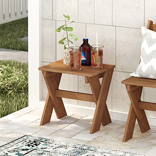 Furinno TIOMAN Compact Patio Table with X-Leg, Easy Assembly, Natural - image 2