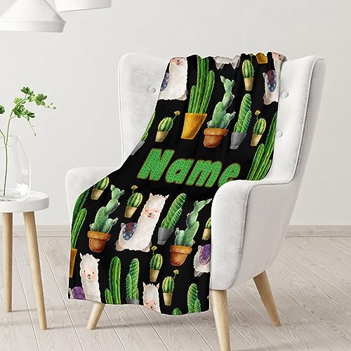 Custom Cactus Throw Blanket - Soft, Fuzzy & Warm - 60x80 Inches Flannel Blankets for Bed, Couch - Black Aesthetic Throws Gift for Adults