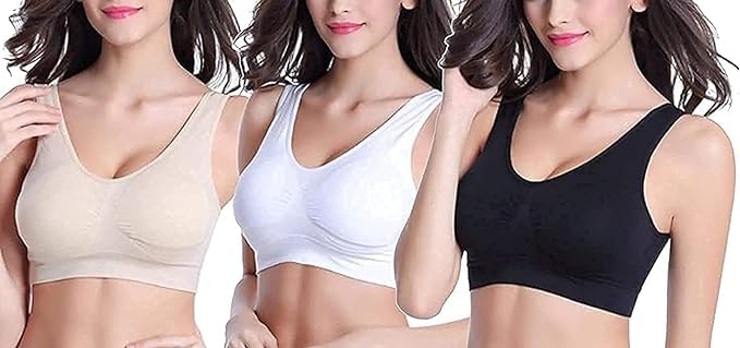 OK INTERPRISES Women's Non-Padded Non-Wired Sports Air Bra (Free Size 28-34) Pack of 3 Multicolour-picture-16