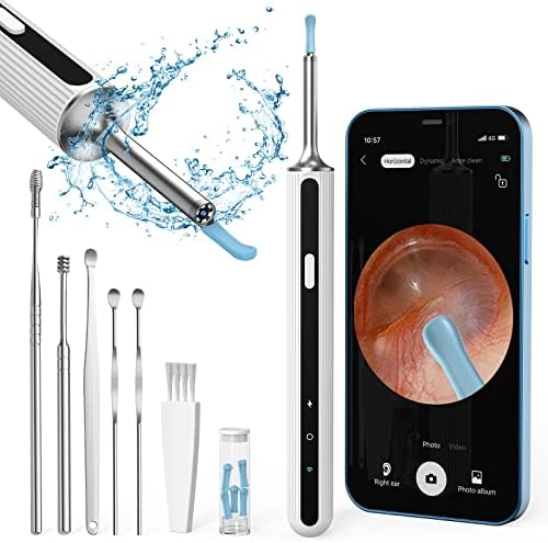 Ear Wax Removal Kit Otoscopes Visual Earwax Removal Camera 1080P FHD WiFi Wireless Ear Cleaner with 6 LED Light for Adults, White