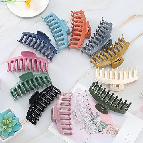 12 Pack Hair Claw Clips 4.3 Inch Large Stylish Hair Clips Barrettes With 12 Colors Hair Claw Clips For Unisex #TOP4