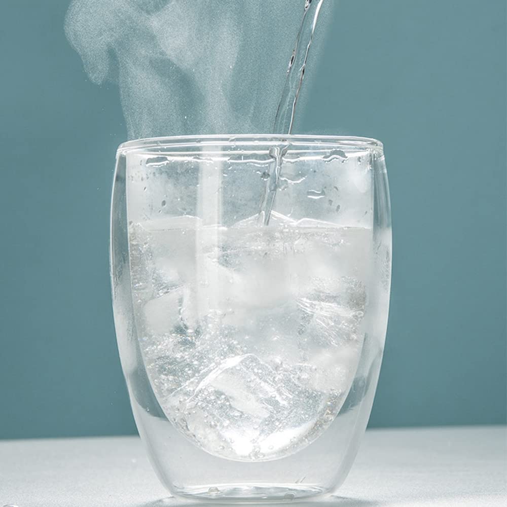 Trinkgläser/Wassergläser Leck-Proof-Doppelwandglas-Tasse luftdichte Kieselgeldeckel isoliert Kaffeetasse Teesaft-Tasse isoliertes Glas Eierförmige Tasse Trink-Becher aus Glas ( Size : 350ml , Color :