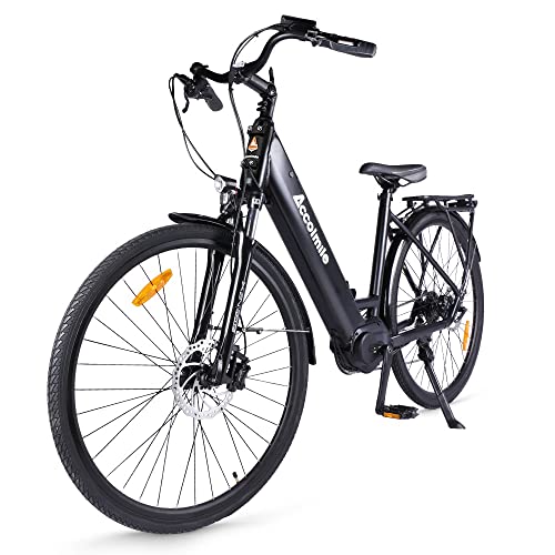 Accolmile 28 Zoll 700C Damenfahrrad City Ebike mit 250W M200 Drehmoment Mittelmotor, Urban Trekking Elektrofahrrad Pedelec für Herren Damen, mit 36V 15Ah 540Wh Lithium Akku, Shimano 8-Gang