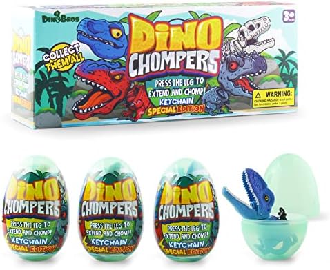 DINOBROS Dinosaur Egg Surprise Toys for Kids,4 Pack Mini Dino Figures Dinosaur Keychains Party Favor Decorations